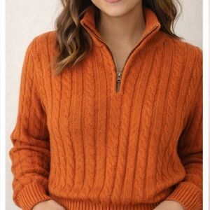 Brooks Brothers Orange Ash cable knit soft sweater